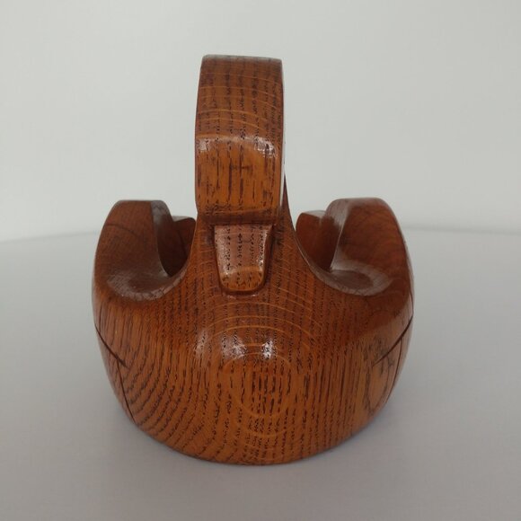 MCM Hand Carved Solid Wood Swan Trinket Bowl Natural Grain Succulent Planter Pot - Picture 5 of 9